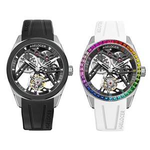 <span class=keywords><strong>AGELOCER</strong></span> Montre Tourbillon originale Lunette diamantée en céramique Hommes Vogue Squelette de luxe Montre mécanique manuelle Cadeau d'anniversaire pour hommes - Product Image 2
