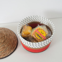 Panier de rangement rustique en fibres végétales tressées avec poignée, boîte cadeau pour le Festival de la Mi-Automne, pour CD, papeterie, fruits et cosmétiques