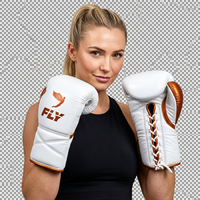 Ensemble d'équipement de boxe FLY Arts Martiaux, gants blancs et oranges, protège-tête, protège-glandes pour adultes