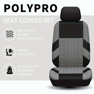 Housses de siège de voiture 5 places, ensemble complet, impression 3D de pneus, housses intérieures automobiles, banquette avant séparée, banquette arrière, maille PVC, compatible avec les airbags - Product Image 5