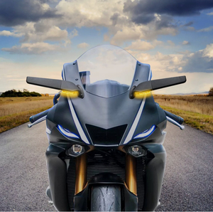 Accessori Moto Specchietti Retrovisori Alari a LED Regolabili Girevoli con Indicatori di Direzione per YAMAHA R1 R15 R25 R3 <span class=keywords><strong>R6</strong></span> R125 - Product Image 3