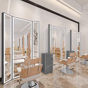 Miroir de salon professionnel moderne <span class=keywords><strong>à</strong></span> trois volets, mobilier de salon commercial, <span class=keywords><strong>table</strong></span> autoportante en verre - Product Image 3