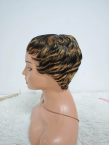 โปรโมชั่น Letsfly วิกผมสั้นแบบ Pixie Cut ราคา 8 ดอลลาร์ วิกผมแท้แบบไล่สีน้ำตาลธรรมชาติ ผลิตด้วยเครื่องจักร ขายส่ง - Product Image 5