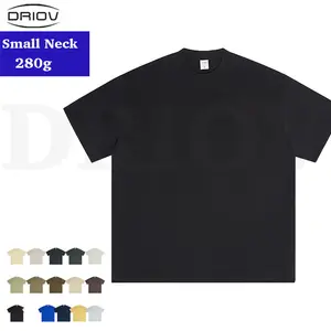 Wholesale Black Small Neck 280 Gsm Dtf Dtg Puff Printing Custom Logo Graphic Oversized Cropped Tshirt T-shirts Pour Hommes