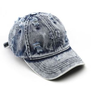 Gorras de Béisbol Lisas al por Mayor, Gorras de Mezclilla Desgastadas Personalizadas Estilo Vintage - Product Image 1