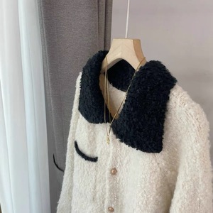 2023 Herbst modische Mädchen Revers Langarm Free <span class=keywords><strong>Size</strong></span> Button Cable Knit Frauen Pullover Mantel - Product Image 6