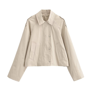 Gabardina Corta Cruzada para Mujer 2026 Personalizada - Chaqueta Cortavientos con Cuello Solapa, OEM/ODM por Fábrica de Ropa China de Prendas de Abrigo - Product Image 1