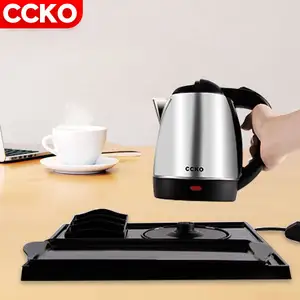 Guestroom Hotel Home Appliances 1.2L Stainless Steel Electric Kettles Boiling Hot Water Kettle Electric Tea Kettle With Tray Set