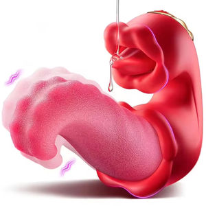 セックスおもちゃ女性用2 in 1舌舐めるバイブレーターGスポットクリトリス刺激器ディルド強いスイング女性舌バイブレーター - Product Image 1