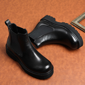 Bottes d'affaires pour hommes en cuir véritable de luxe, automne-hiver, à lacets, respirantes, semelle extérieure en caoutchouc - Product Image 3