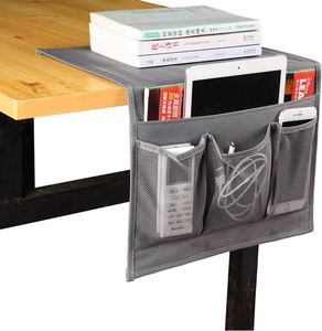 Classic 4-Pockets Foldable Bedside <b>Table</b> Cabinet Organizer Grey Fabric PC Multifunctional Storage Caddy Storage Bags Bedding - Product Image 3