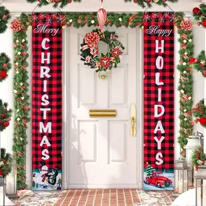 Wall Hanging Door Banner Outdoor Christmas Porch Flag Merry Christmas Banner Stand Door Shape Banner