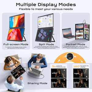 15.6 pouces Portable pliable <span class=keywords><strong>ordinateur</strong></span> portable moniteur d'<span class=keywords><strong>ordinateur</strong></span> de jeu intelligent FHD <span class=keywords><strong>double</strong></span> écran étendre 1080P IPS panneau C triple écran d'affichage - Product Image 4