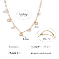 Collier en acier inoxydable avec pendentif circulaire en perle, dernier design, plaqué or 18 carats, pour femmes, vente en gros
