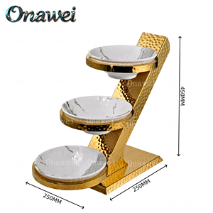 حامل تقديم حلويات Onawei ذهبي من الستانلس ستيل، 3 أدوار، لتزيين حفلات الزفاف والشاي بعد الظهر والبوفيه، لعرض الطعام - Product Image 4