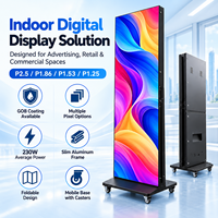 Afficheur LED portable d'intérieur, écran d'affichage numérique pliable avec base mobile pour magasin de détail, hôtel, exposition