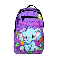 Sac à dos mignon en forme d'éléphant de dessin animé pour enfants, fermeture éclair, imprimé de fruits tropicaux vibrants, grande capacité, sac à dos d'école, compartiment pour ordinateur portable