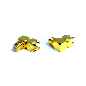 10-32 female RA 90 degree solder for PCB RF coaxial cable (gold plating) M5 connector