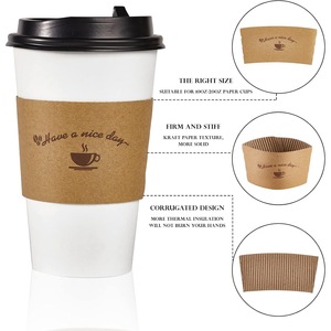 Funda de papel para vasos de café de 10-20 oz, reutilizable y aislante, para uso en cafeterías - Product Image 6