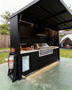 Moderna <span class=keywords><strong>Cucina</strong></span> da Esterno Impermeabile con Protezione Solare, Telaio in Metallo Intelligente, per Feste e Barbecue, con Armadietto - Product Image 4