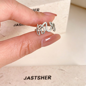 Retro Love <b>Ring</b> S925 <b>Sterling</b> <b>Silver</b> <b>Adjustable</b> Letter Design Everyday Wear Unisex Fine Jewelry - Product Image 3