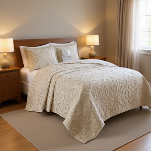 DB Tufted Cotton <b>Bedspread</b> <b>Set</b> Full Queen Size Plant Pattern Soft Home Decor Bedding Coverlet - Product Image 2