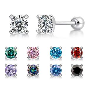 Boucles d'oreilles minimalistes en moissanite blanche, or rose, argent sterling 925, polyvalentes pour femmes, fabrication artisanale - Product Image 2