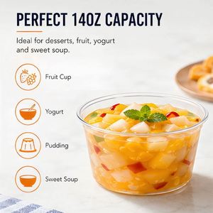 Bol à salade jetable 14 oz, vaisselle en PET épaissi transparente pour fêtes - Product Image 2