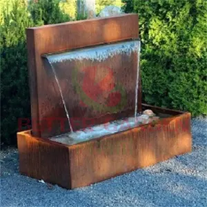 Corten çelik yuvarlak su masa dışarı kapı bahçe su özelliği su çeşme gölet düşmek