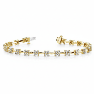 14K Yellow Gold Women's Classic Tennis Bracelet & <b>Bangles</b> 7 Inches Round Brilliant Cut Diamond Studded - Product Image 2
