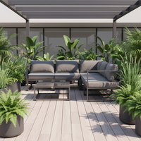 Ensemble de canapés en aluminium en forme de L pour l'extérieur, design moderne personnalisé pour salon, jardin, hôtel et chambre à coucher