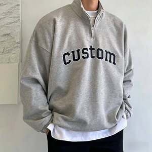 Felpa con Cappuccio Personalizzata da Uomo di Alta Qualità, 100% Cotone, con Logo Personalizzato, Mezza Zip, Stile Polo - Product Image 1
