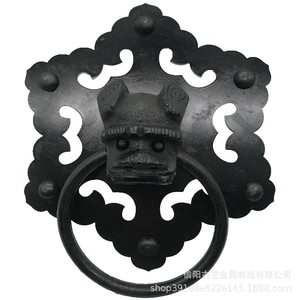 Poignée de porte en fer Xinyang Guyi, anneau tête de bête, noir, style ancien, pour porte traditionnelle - Product Image 4