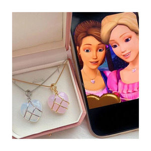 Collar <span class=keywords><strong>de</strong></span> Acero Inoxidable con Colgante <span class=keywords><strong>de</strong></span> Princesa <span class=keywords><strong>de</strong></span> <span class=keywords><strong>Tiktok</strong></span>, Chapado en Oro Real con Circonita y Proteína en Polvo Natural, Regalo para Niña - Product Image 1