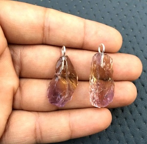 จี้เงินแท้ 92.5 ทำมือ 2 ชิ้น ประดับพลอยอะเมทรินธรรมชาติ ชุบทอง เหมาะสำหรับงานปาร์ตี้ ราคาโรงงาน - Product Image 4