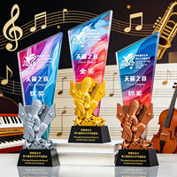 Nouveau Trophée en Cristal en forme de Microphone Musical Personnalisé pour Chorale, Compétition de Voix, Top Dix des Chanteurs du Campus, Champion de la Compétition de Discours