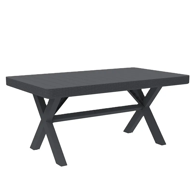 Table de salle à manger rectangulaire en résine plastique YOHO Outdoor Garden Patio