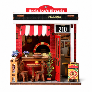 Kit de <span class=keywords><strong>maison</strong></span> miniature en bois <span class=keywords><strong>3D</strong></span> créatif à assembler soi-même, modèle de pizzeria, jouet artisanal, décoration de bureau, cadeau d'anniversaire, <span class=keywords><strong>maison</strong></span> de poupée - Product Image 6