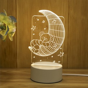 Personalizzare <span class=keywords><strong>le</strong></span> belle lampade a LED Illusion 3D ricaricabili con orsetto coniglio lampade da tavolo per bambini luce notturna decorativa in acrilico - Product Image 3