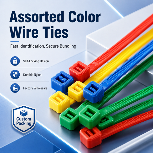 Rainbow Nylon Zip Ties Multi Color Cable Ties Strong Self-Locking Plastic Wire Ties for Electrical Wiring Packing Organizing