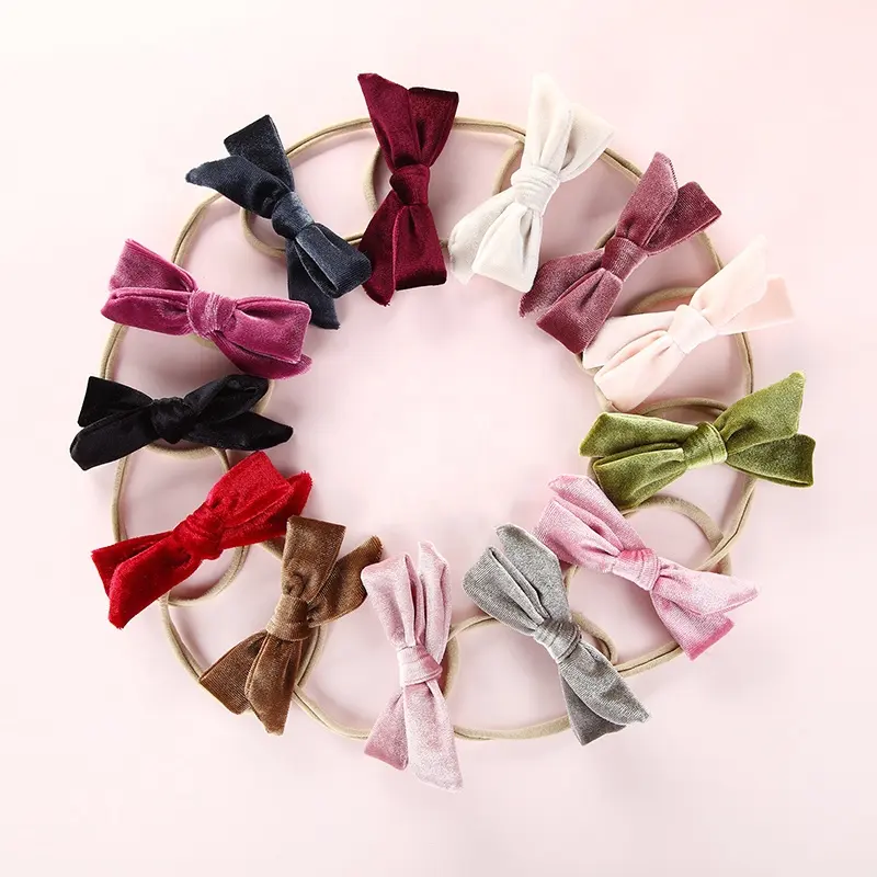 น่ารักกำมะหยี่เชือกผมสำหรับสาวน่ารัก Bows ไนลอนเชือกนุ่มเชือกผม