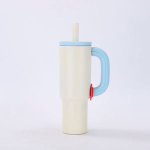 New Arrival Large Capacity Portable <b>Handle</b> <b>Tumbler</b> Car Ice Cream Cup <b>Straw</b> Insulated <b>Tumbler</b> - Product Image 2