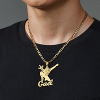 Collier pendentif basketball personnalisé en or plaqué or avec nom, chaîne en acier inoxydable, bijoux pour dropshipping POD
