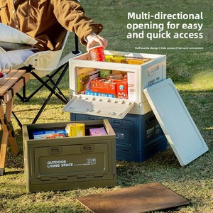 Caja de Almacenamiento Rectangular Plegable de Plástico Estilo Japonés Multiusos para Ropa, Juguetes, Edredones, Organizador Reforzado para Camping - Product Image 2