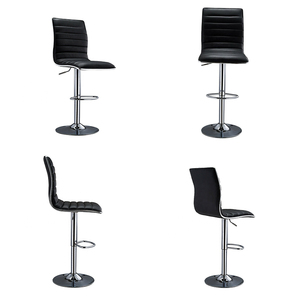 Taburete de Bar con Asiento <span class=keywords><strong>para</strong></span> <span class=keywords><strong>Desayunador</strong></span> Residencial, Ajuste de Altura con Manivela, Soporte Circular <span class=keywords><strong>para</strong></span> Pies y Respaldo con Diseño a Rayas - Product Image 1