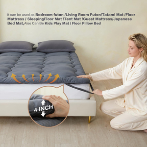 <strong>Mattress</strong> Floor <strong>Mattress</strong>, 4" Foldable Roll up <strong>Bed</strong> <strong>Mattress</strong> <strong>Topper</strong> with Elastic Straps, Tatami Mat Sleeping Pad for Camping, Grey - Product Image 6