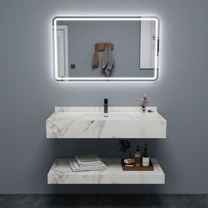 Espejo Inteligente para Baño con Lavabo Integrado, Espejo de Piedra Sinterizada, Espejo Inteligente Moderno de Cerámica Rectangular, Mueble de Baño Pulido - Product Image 2