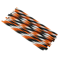 Pailles à boire en plastique réutilisables écologiques de couleur citrouille avec rayures, accessoires de bar pour les fêtes d'Halloween