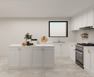 Muebles de Cocina Modernos, Juego de Muebles de Cocina Estilo Shaker, Moderno, Pequeño, Modular, con Encimera de Mármol, Color Blanco Claro, Muebles de Cocina de Madera - Product Image 3