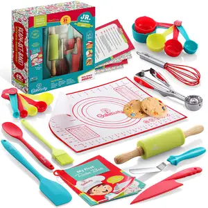 2024 Bpa Free 31 Pcs Kids Gift Girls Boys Real Kids Kitchen Safe Knife Real Cooking Utensils Tools Sets For Kids Cooking Game